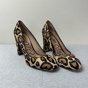 Sam Edelman Stillson Leopard Print Calf Hair Block Heel Pump, 7 WIDE